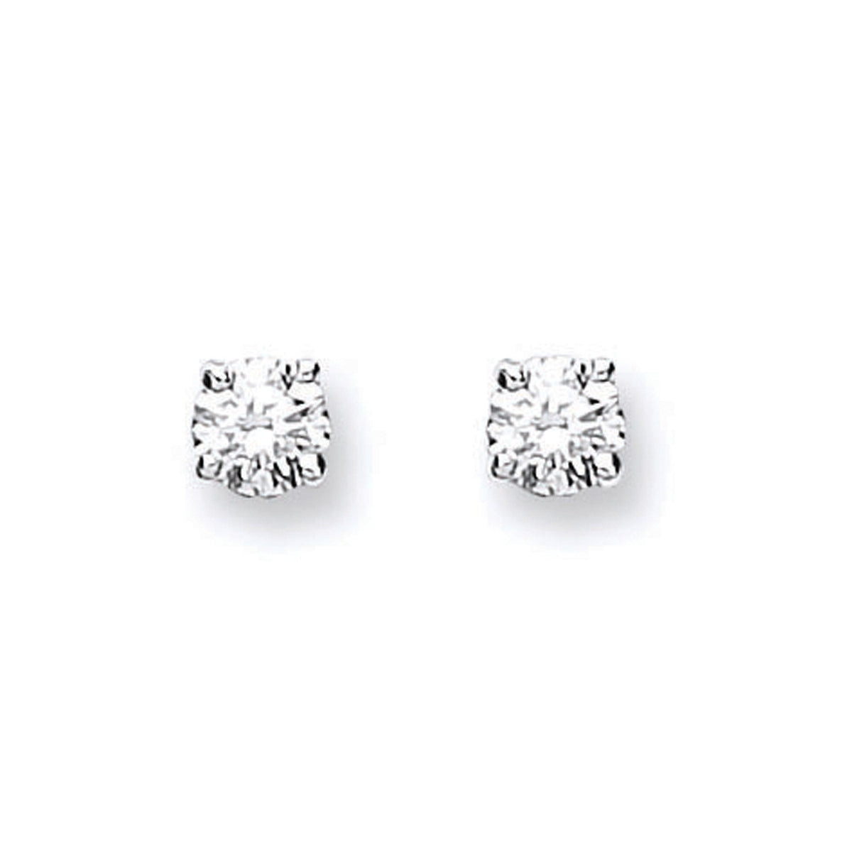 18ct White Gold 0.25ct Claw Set Diamond Stud Earrings