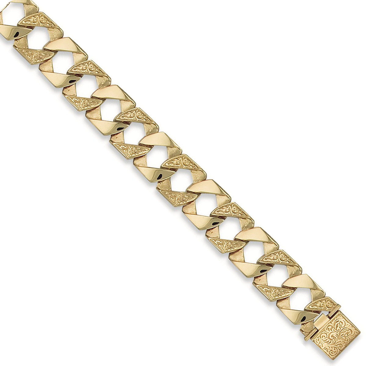 Yellow Gold Plain & Patterned Casted Curb Bracelet 40G