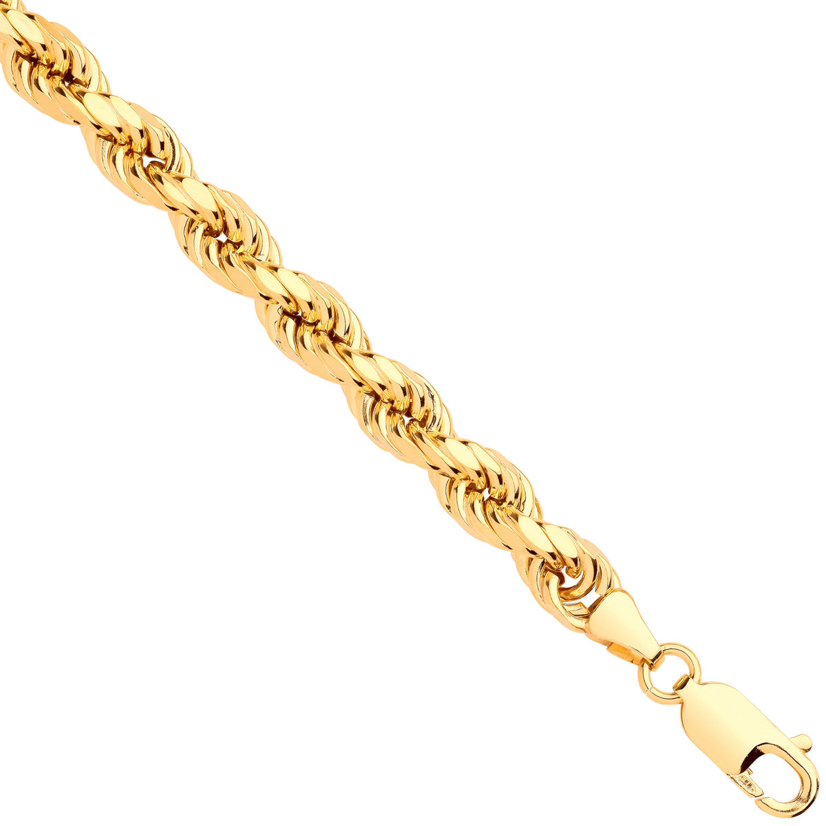 Yellow Gold Semi-Solid Diamond Cut 6.0MM Rope Chain