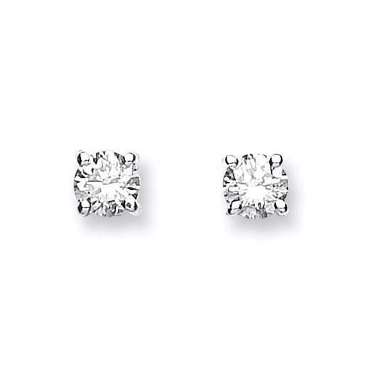 18ct White Gold 0.40ct Claw Set Diamond Stud Earrings