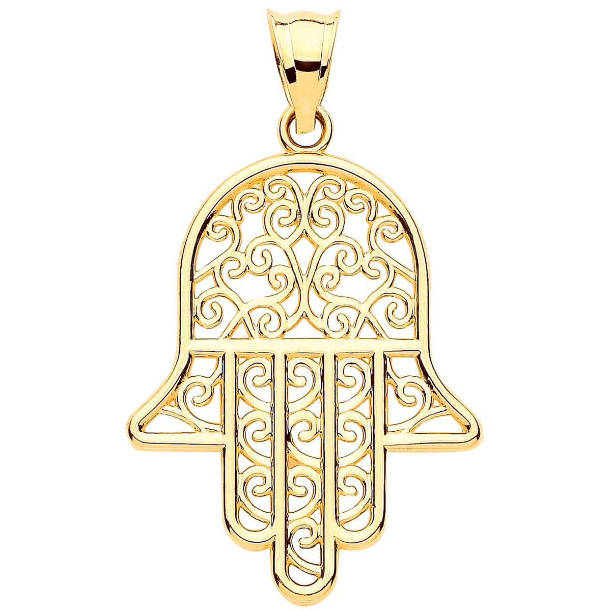 Yellow Gold Filigree Hamsa Pendant