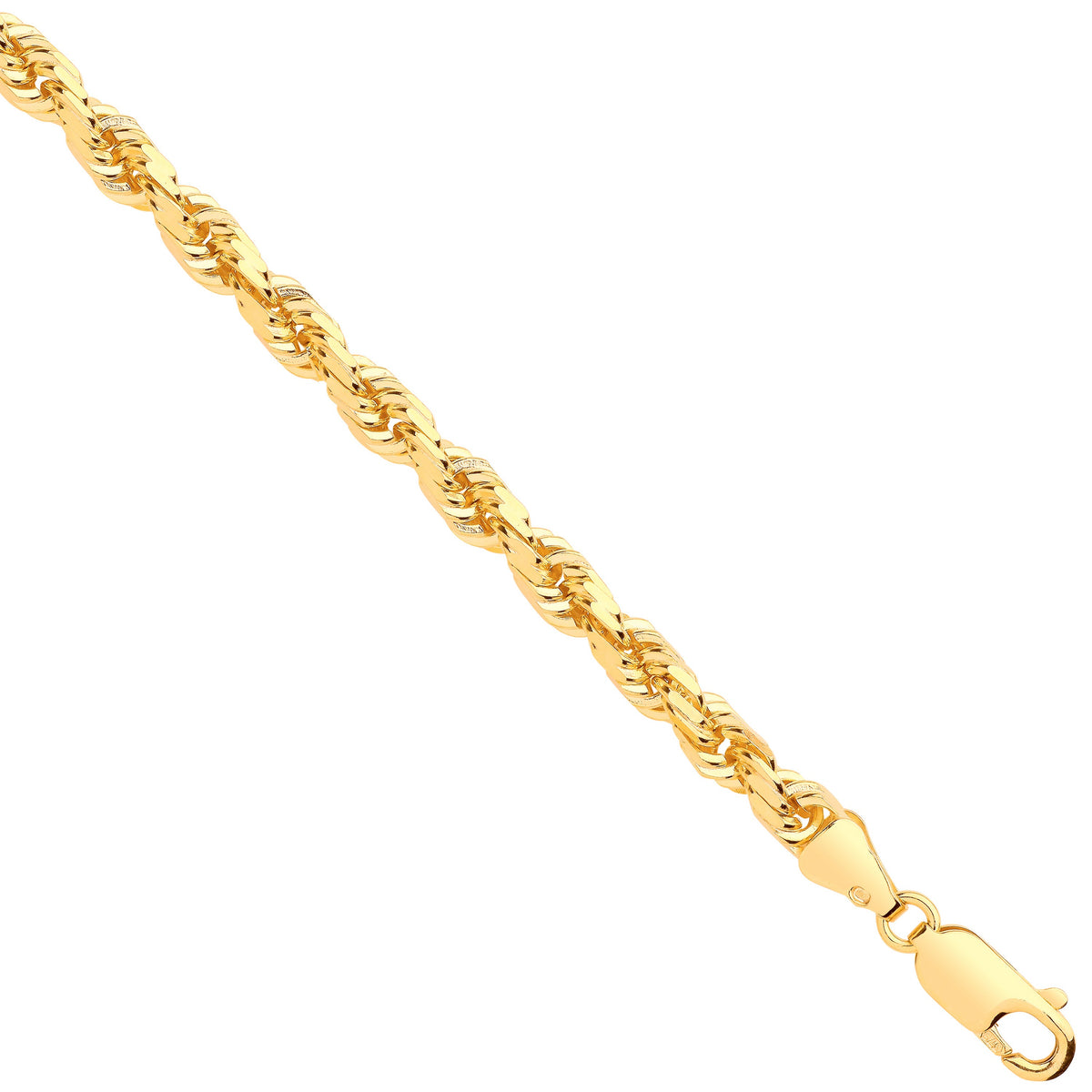 Yellow Gold Solid Diamond Cut 4.2MM Rope Chain